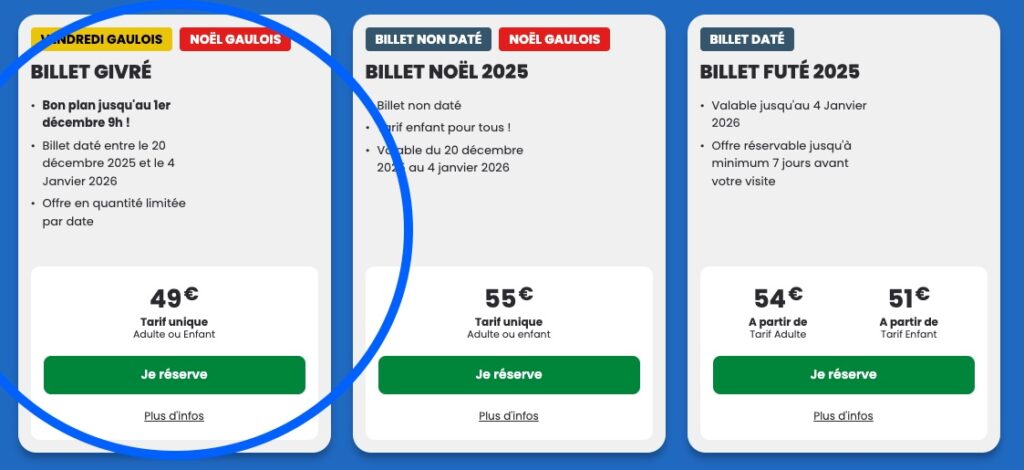 promo black friday Parc Astérix