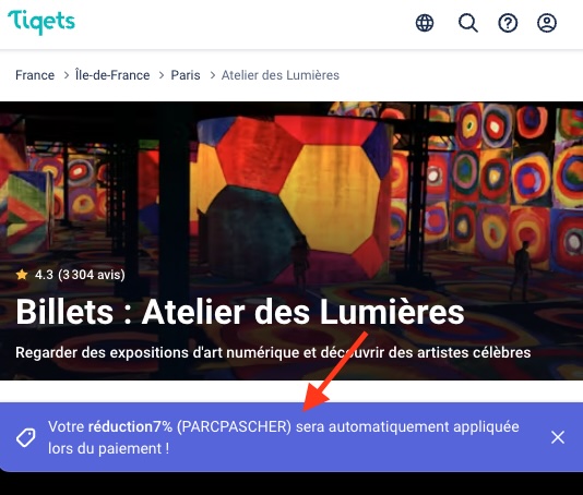 comment profiter code de réduction atleier des lumières