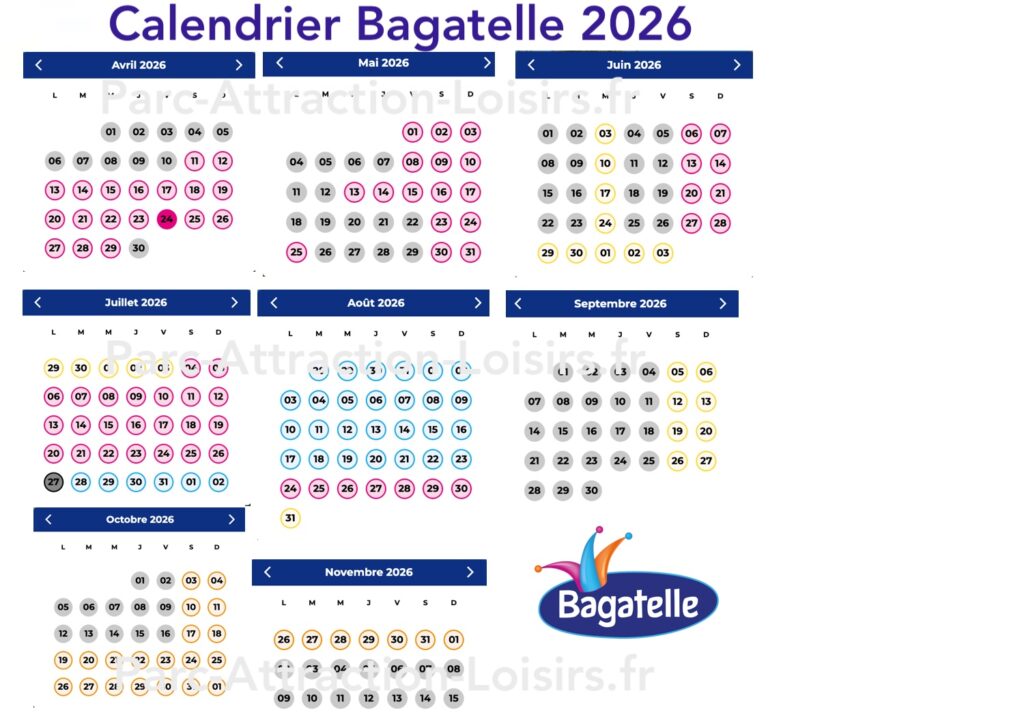 calendrier ouverture horaire affluence Bagatelle 2026