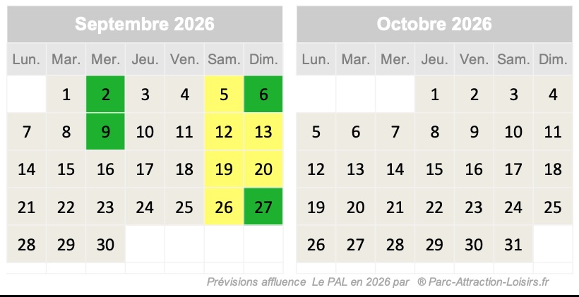 affluence parc le pal septembre 2026