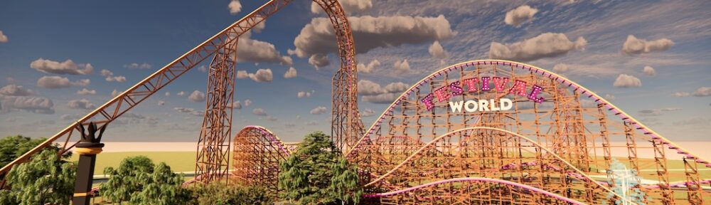 nouvelle zone festival world à Walibi Belgique belgium, nouveau cioaster en bois wooden