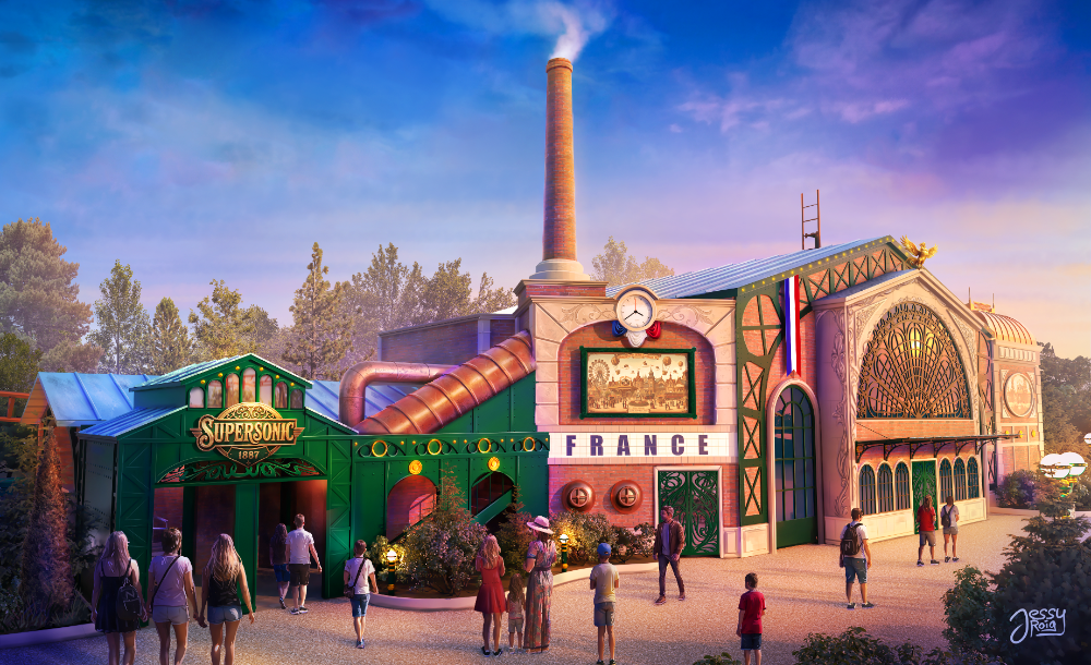 image design gare et pavillons supersonic 1887 à Nigloland