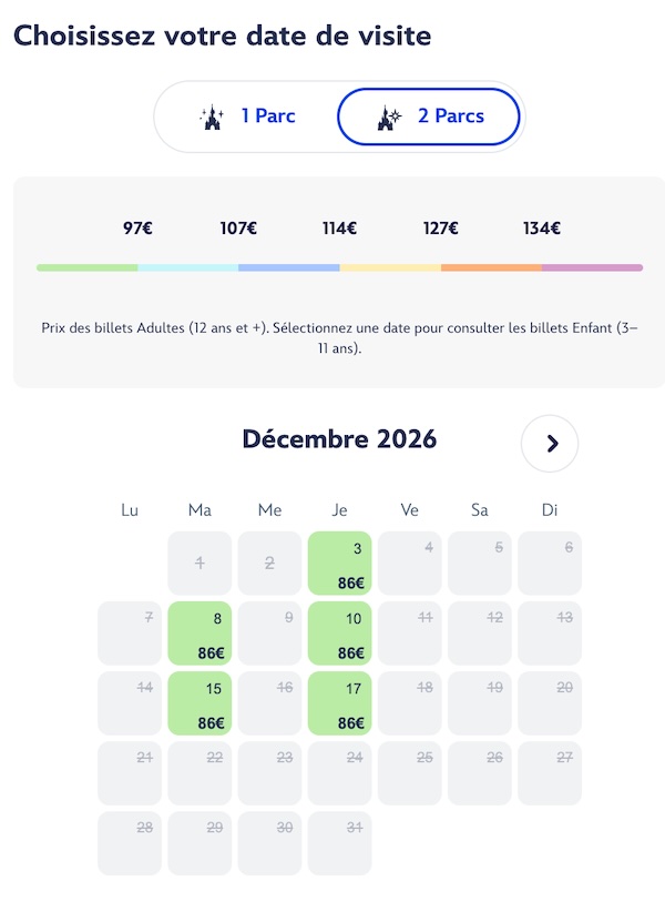 tarif Disneyland billet moins cher deux parcs une journée